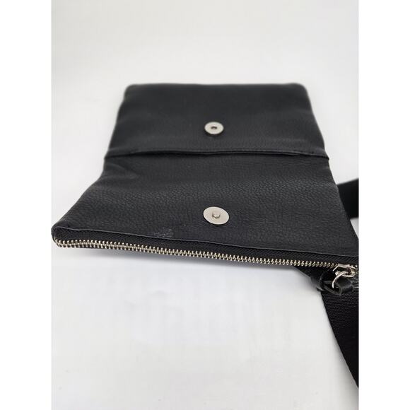 PRUNE Pebbled Black Leather Cross Body Bag Zip Foldover - Picture 5 of 16